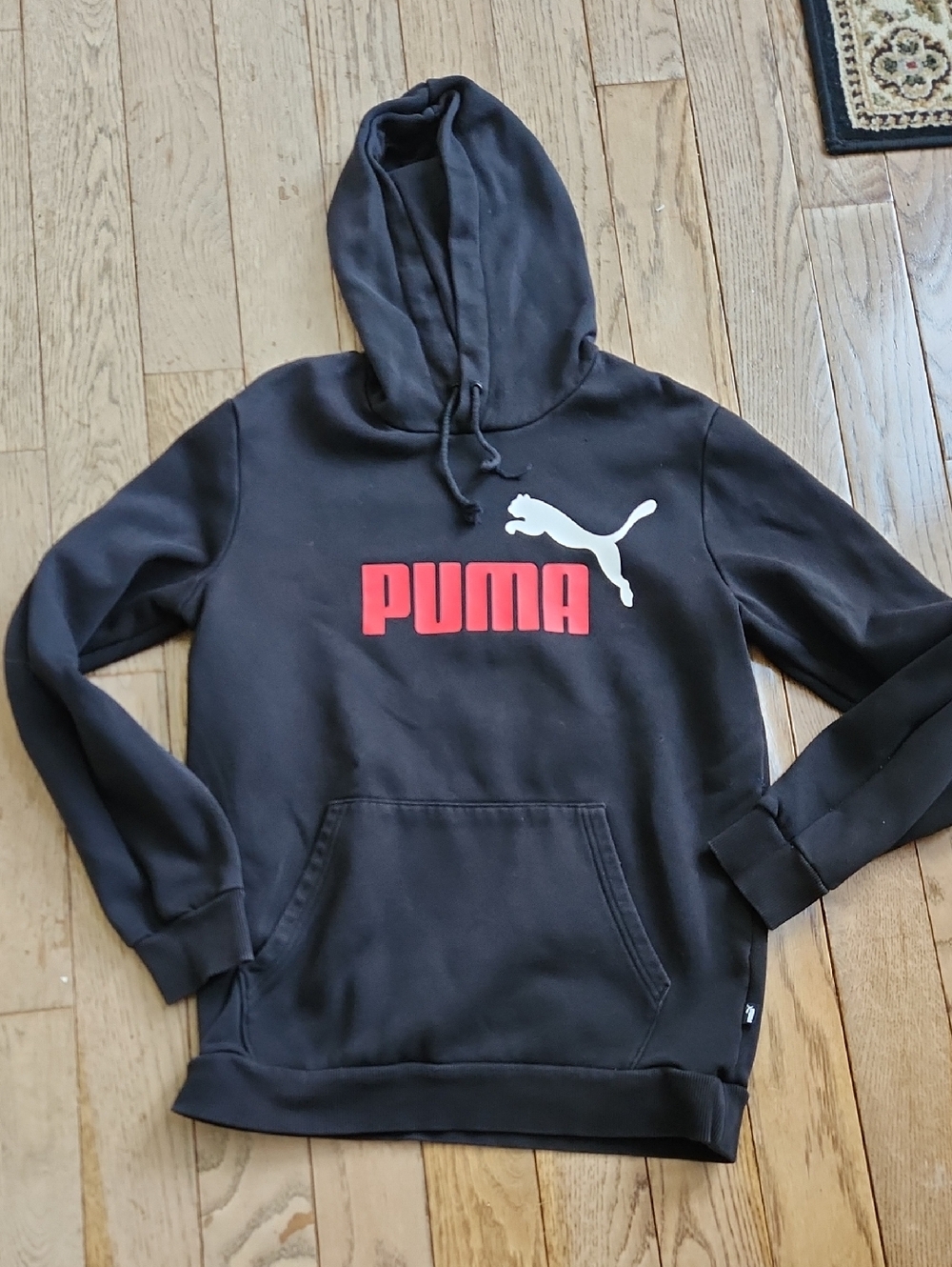 Puma Black Hoodie with Red Logo and White Puma Mark